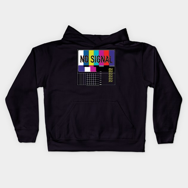 No Signal Retro TV Glitch Kids Hoodie by Noveldesigns